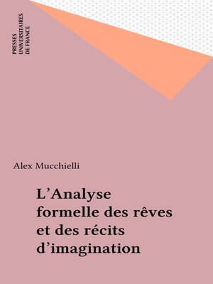 cover image of L'Analyse formelle des rêves et des récits d'imagination